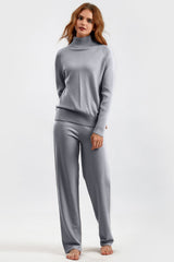 Basic Bae Turtleneck Raglan Sleeve Top and Pants Sweater Set - Trendsi