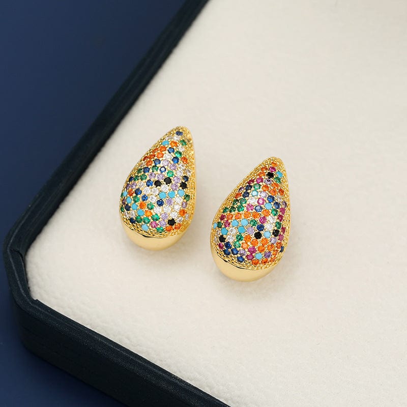 18K Gold-Plated Zircon Teardrop Earring - Trendsi