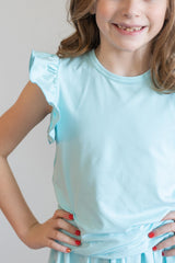 Aqua S/S Ruffle Tee - Mila & Rose ®