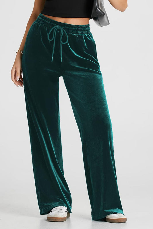 Drawstring Elastic Waist Straight Leg Pants - Trendsi