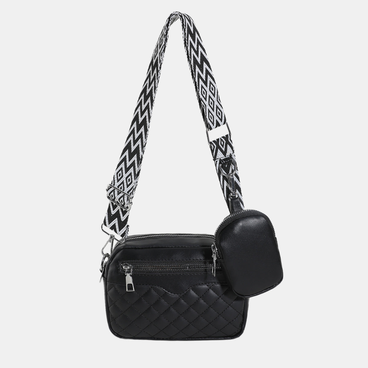 Stitching PU Leather Shoulder Bag Trendsi