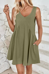 Plunge Wide Strap Mini Tank Dress - Trendsi