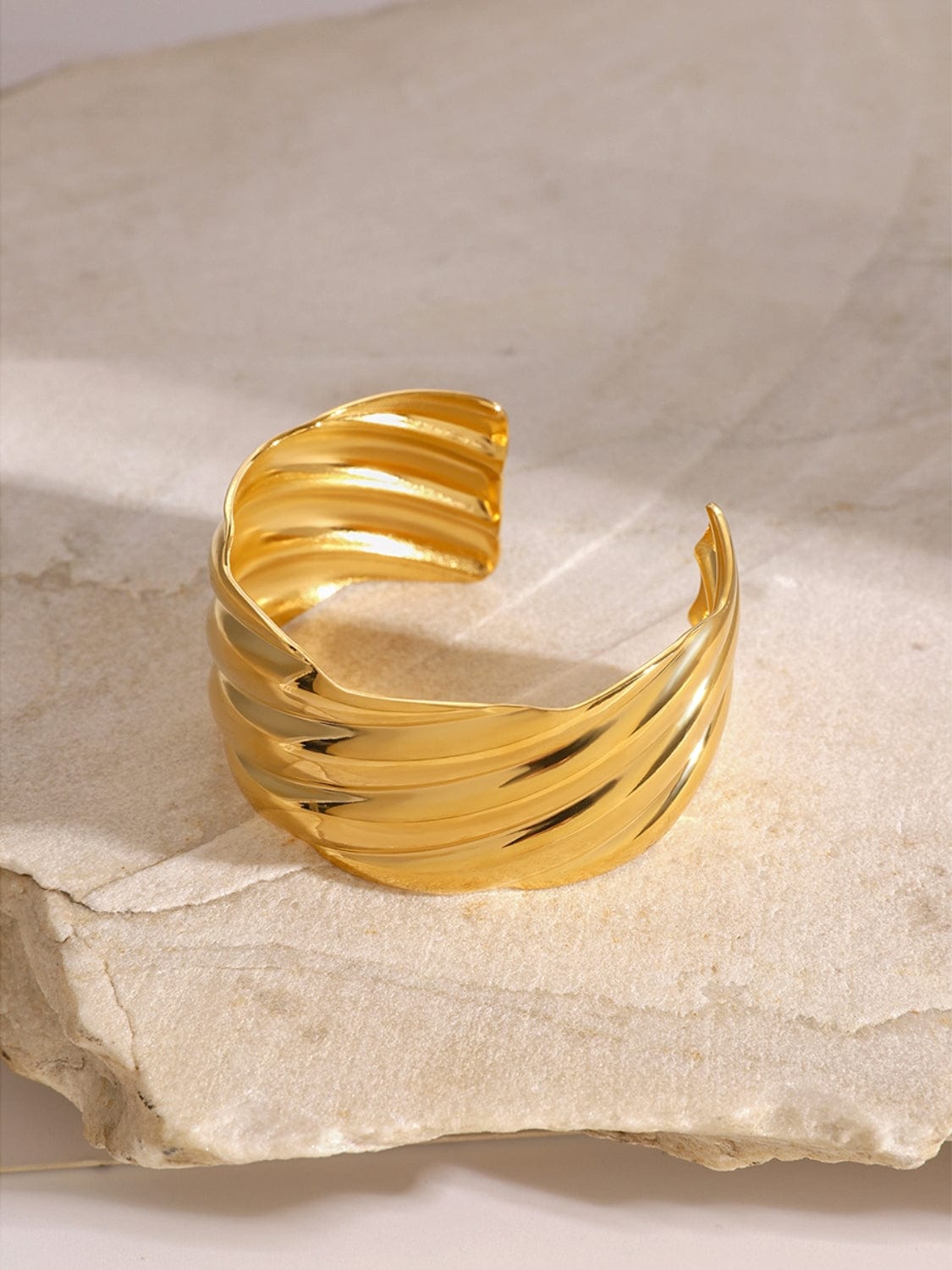 18K Gold-Plated Stainless Steel Open Ring - Trendsi