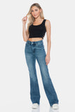 Judy Blue Full Size Tummy Control Cut Hem Flare Jeans - Trendsi