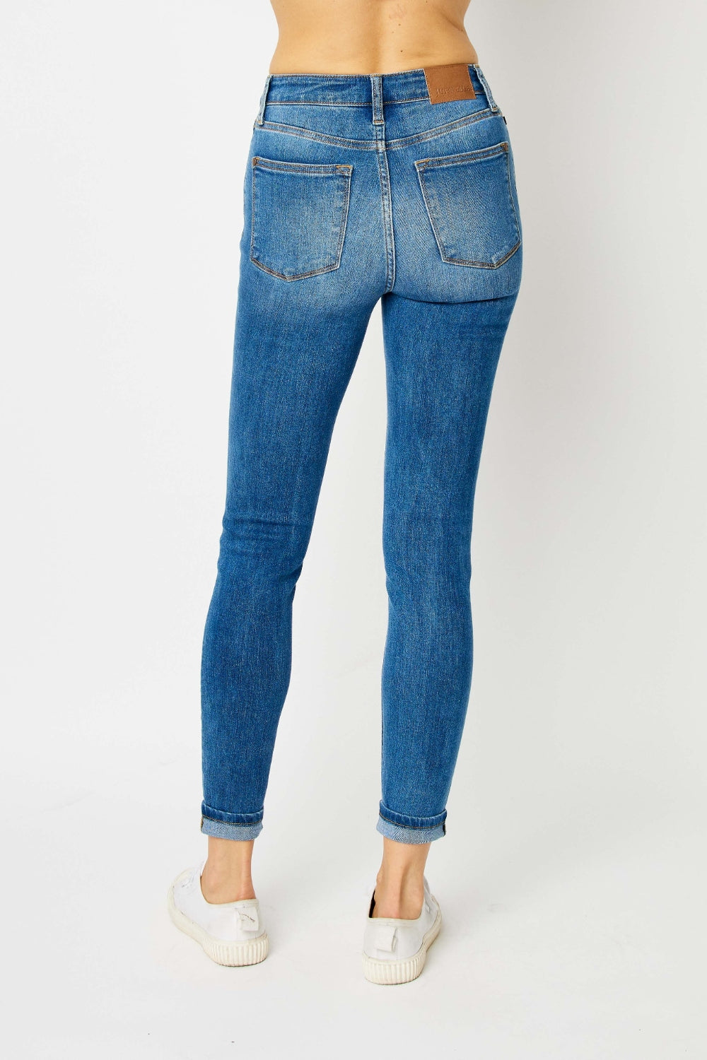 Judy Blue Full Size Cuffed Hem Skinny Jeans - Flyclothing LLC