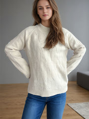 Mock Neck Long Sleeve Sweater - Trendsi