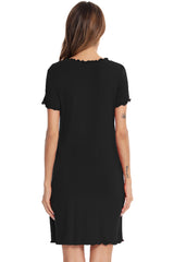 Round Neck Short Sleeve Lounge Dress - Flyclothing LLC