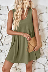 Plunge Wide Strap Mini Tank Dress - Trendsi