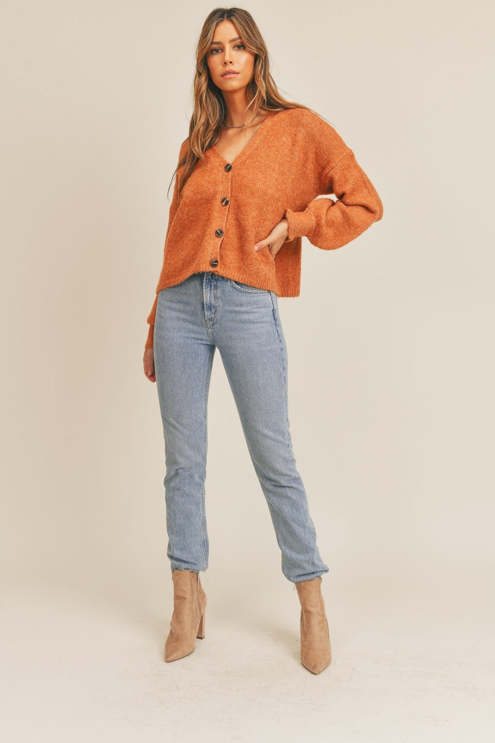 MABLE Long Sleeve Button Down Sweater Cardigan - Trendsi