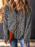 Fuzzy Zip Up Long Sleeve Jacket - Trendsi