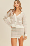 MABLE Plaid Button Down Sweater Cardigan and Mini Skirt Set - Trendsi