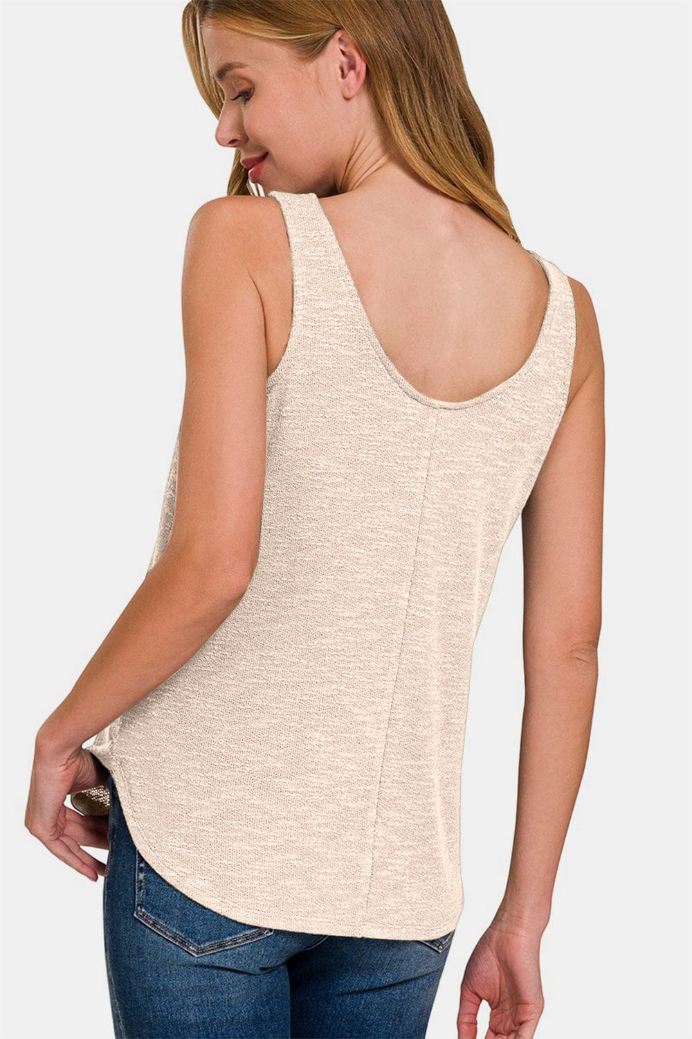 Zenana Curved Hem Round Neck Tank Trendsi