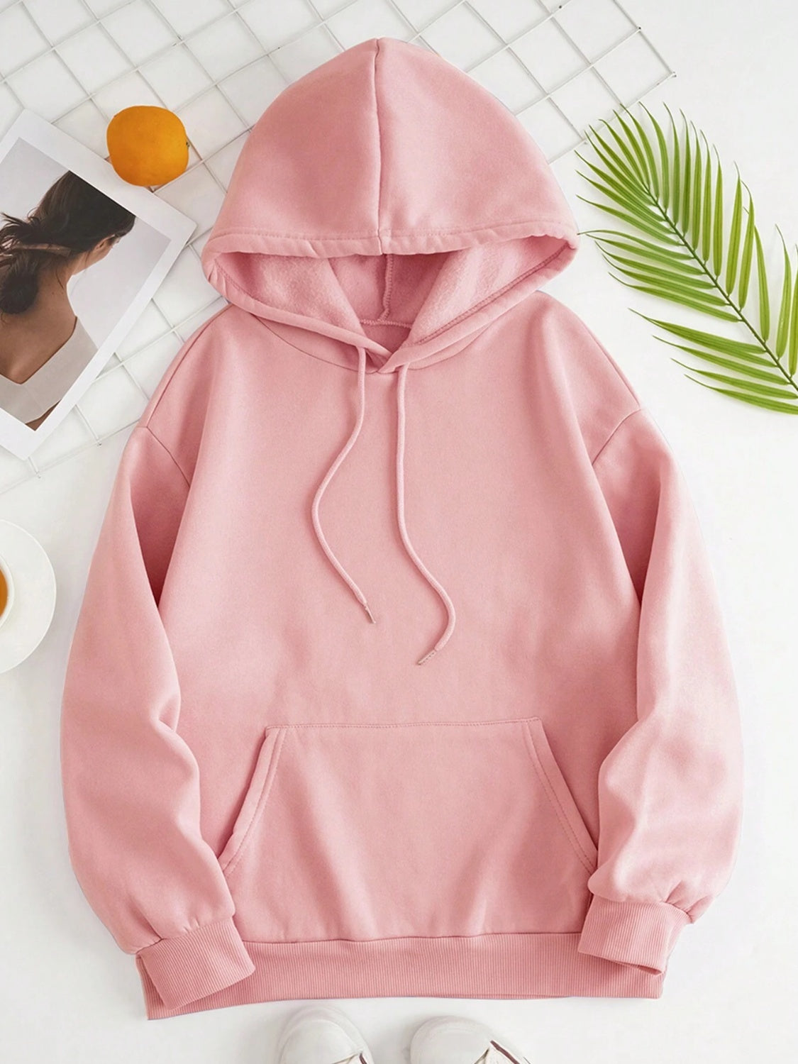 Drawstring Dropped Shoulder Hoodie - Flyclothing LLC