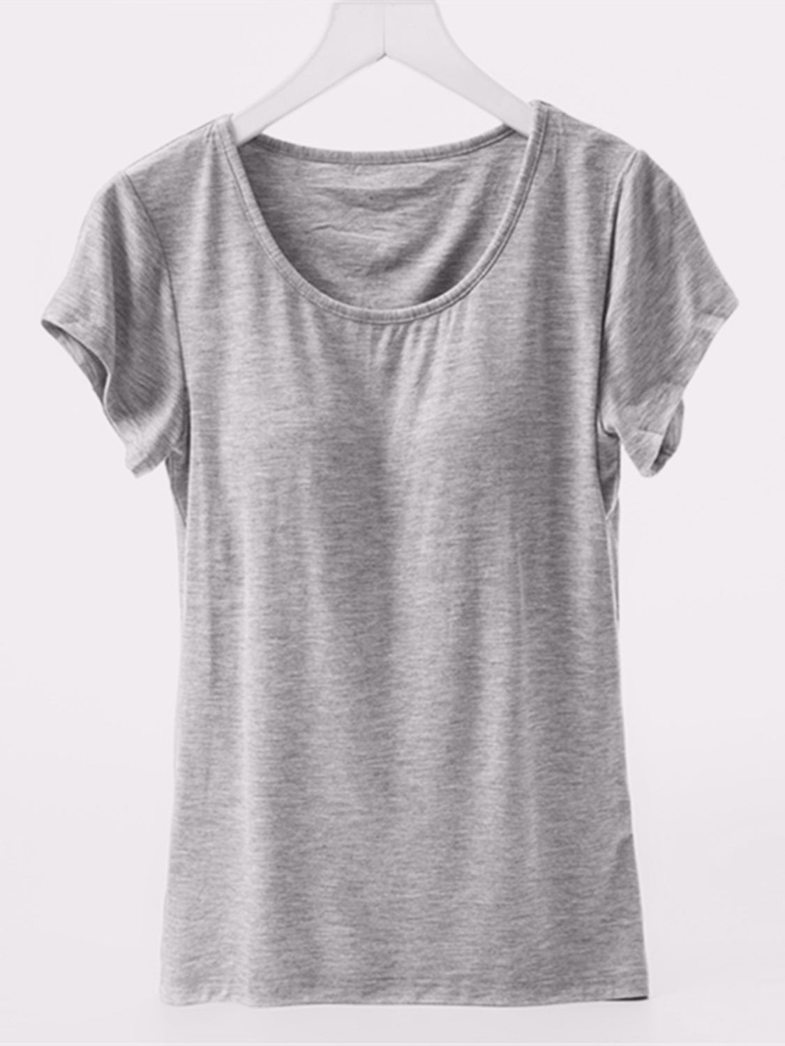 Round Neck Short Sleeve T-Shirt with Bra Trendsi