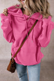 Drawstring Dropped Shoulder Long Sleeve Hoodie - Trendsi