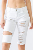 LITZ LA Distressed Bermuda Denim Shorts Trendsi