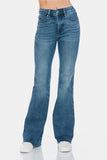 Judy Blue Full Size Tummy Control Cut Hem Flare Jeans - Trendsi