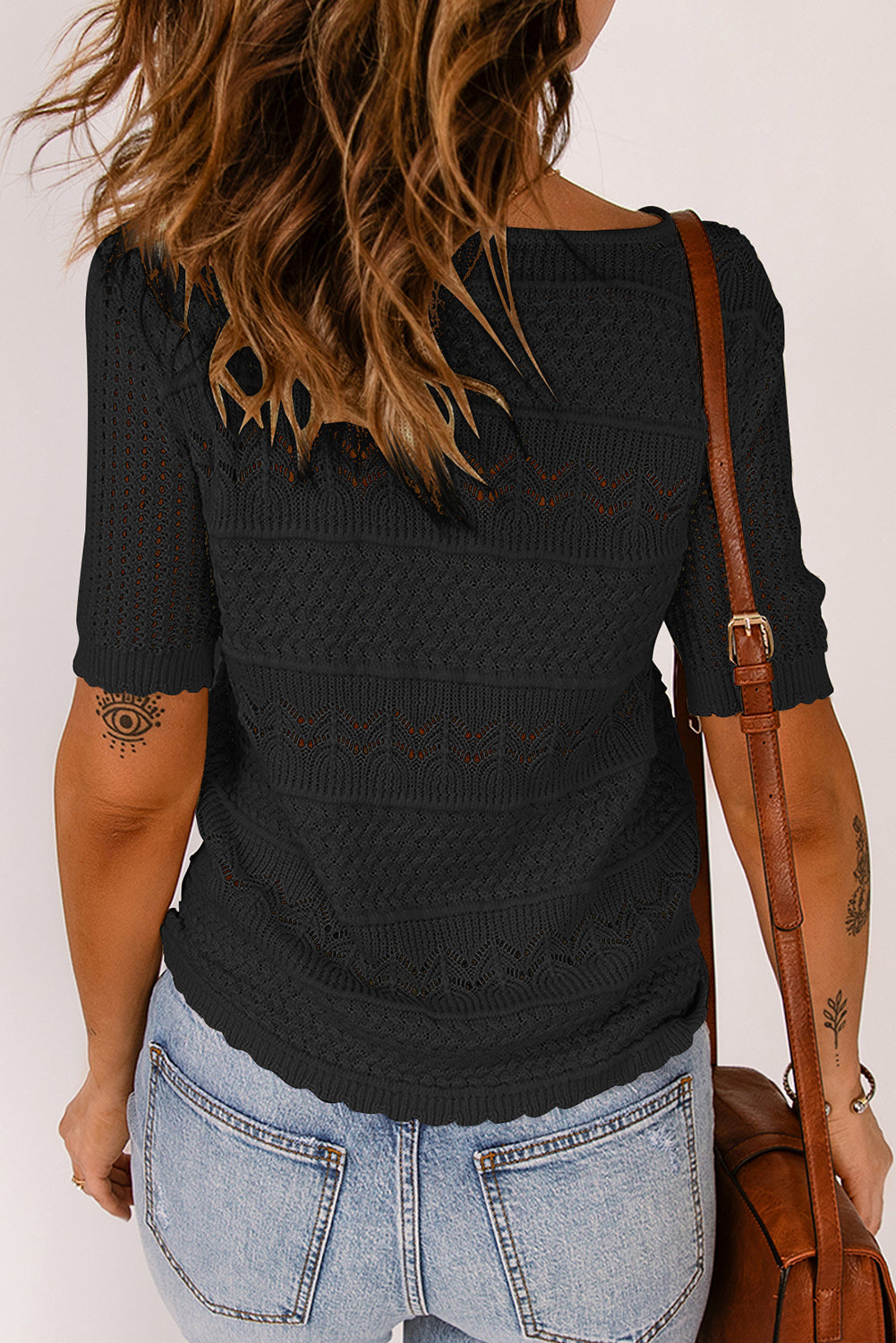 Round Neck Short Sleeve Knit Top - Flyclothing LLC