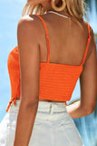 Tassel Square Neck Adjustable Strap Cami - Flyclothing LLC