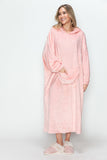 Double Take Full Size Pocketed Hooded Midi Lounge Dress