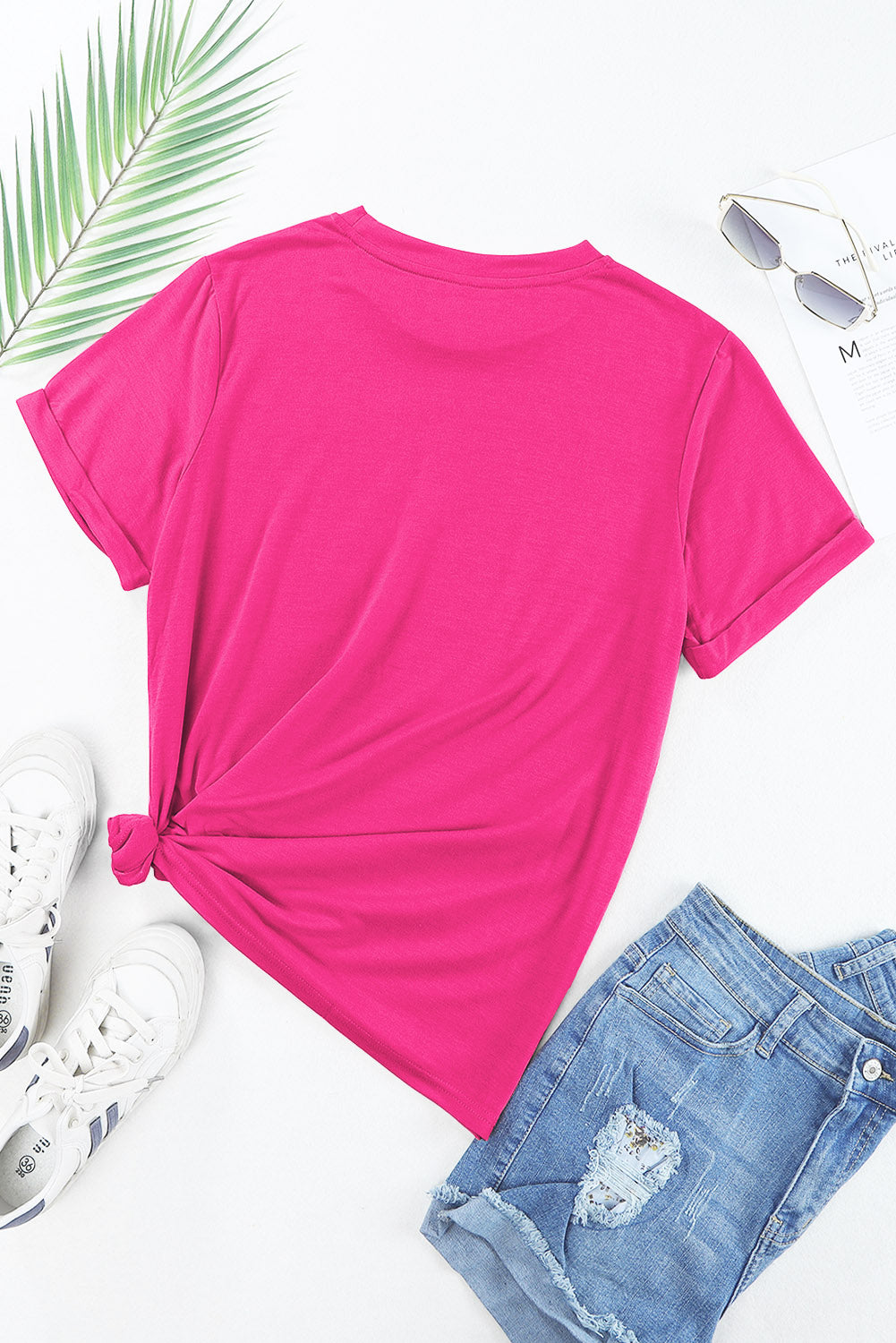 Flower Round Neck Short Sleeve T-Shirt Trendsi