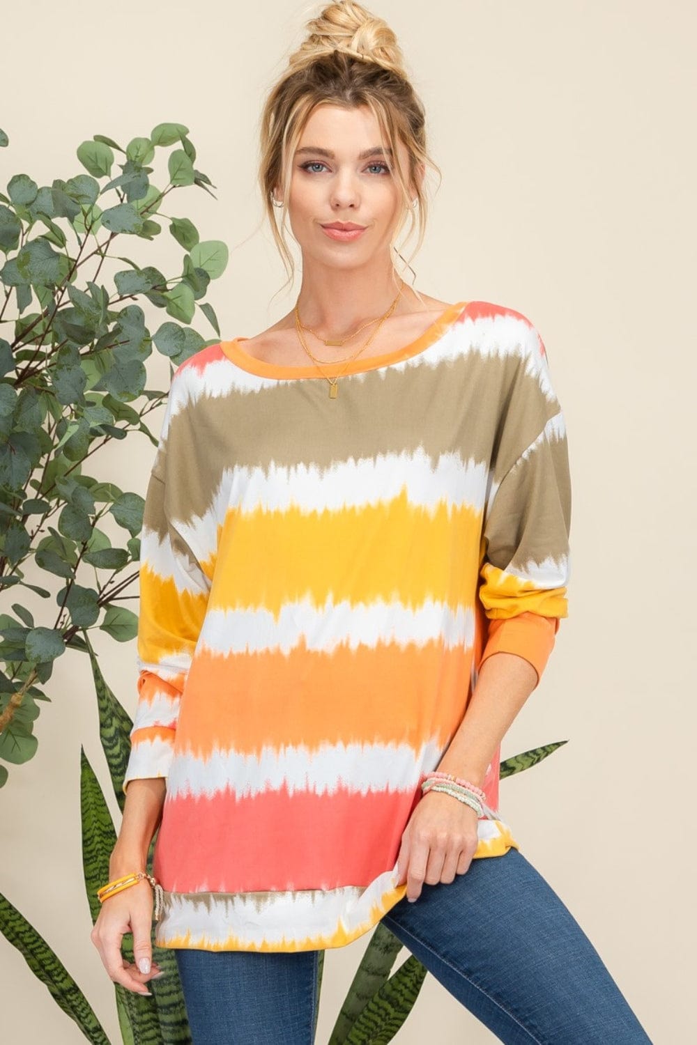 Celeste Full Size Striped Long Sleeve T-Shirt - Trendsi