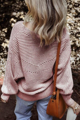 Textured Striped Round Neck Long Sleeve Top - Trendsi