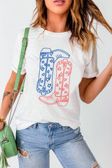 Boot Graphic Round Neck Short Sleeve T-Shirt - Trendsi