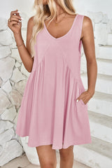 Plunge Wide Strap Mini Tank Dress - Trendsi