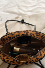 Leopard Suede Medium Shoulder Bag - Trendsi