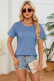 Ruched Round Neck Short Sleeve T-Shirt Trendsi