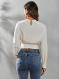 Round Neck Long Sleeve Blouse - Flyclothing LLC