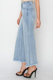 RISEN High Rise Crop Wide Fray Hem Jeans - Trendsi