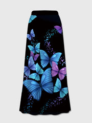 Printed Elastic Waist Midi Skirt - Flyclothing LLC