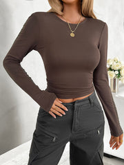 Round Neck Long Sleeve T-Shirt Trendsi