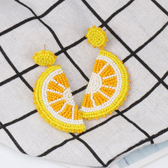 Alloy Beaded Orange Shape Earrings Trendsi