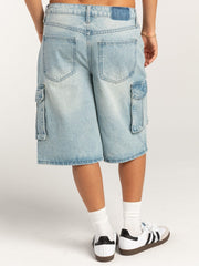 Mid-Rise Waist Denim Shorts with Pockets - Trendsi