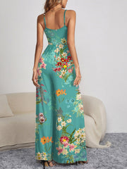 Decorative Button Spaghetti Strap Wide Leg Jumpsuit - Flyclothing LLC