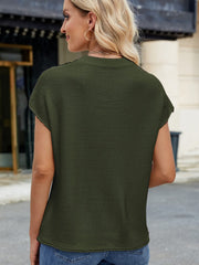 Exposed Seam Round Neck Short Sleeve Sweater - Trendsi