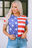 US Flag Round Neck Short Sleeve T-Shirt - Flyclothing LLC