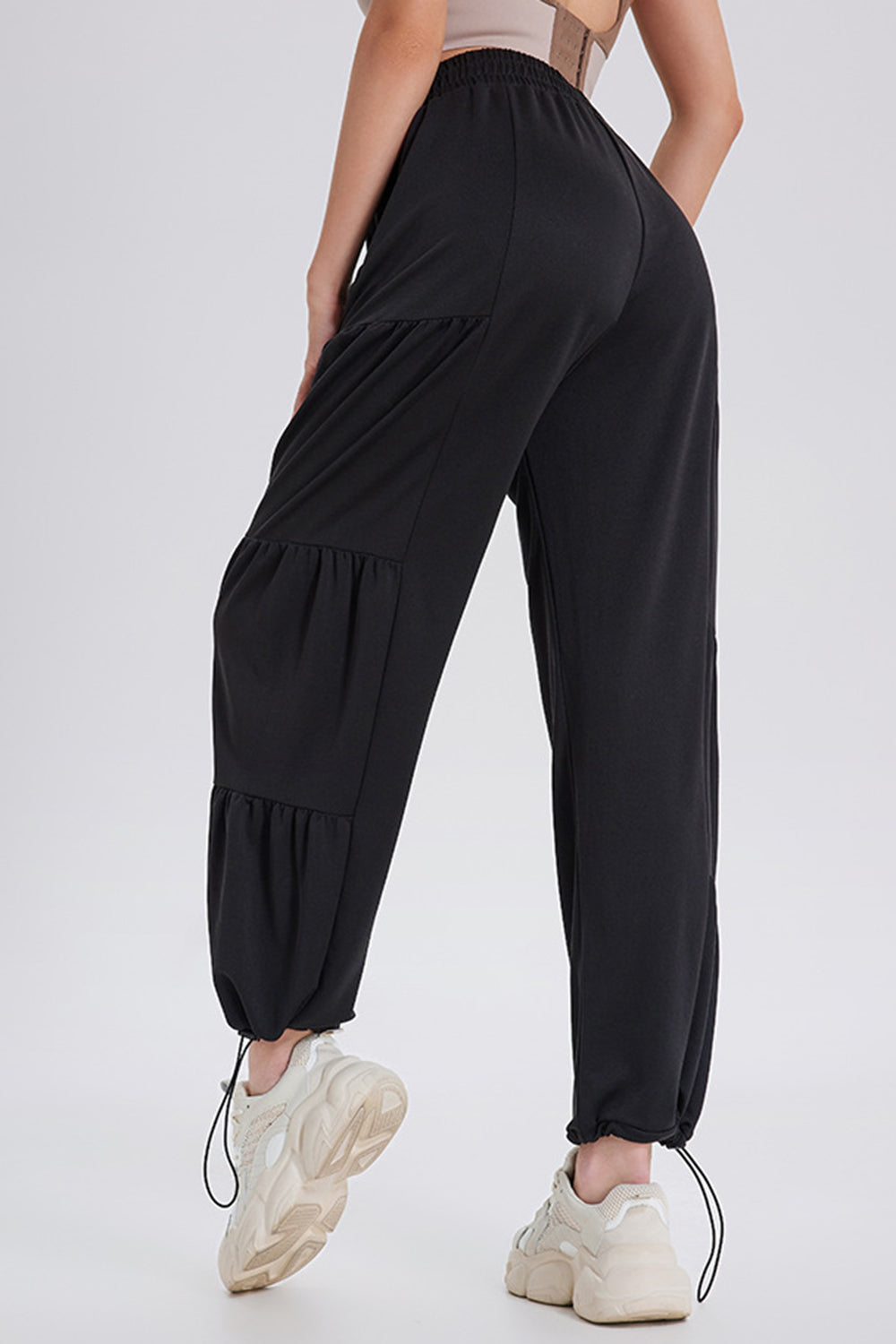 Basic Bae Drawstring Elastic Waist Ruched Joggers