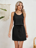 Eyelet Scoop Neck Sleeveless Dress - Flyclothing LLC