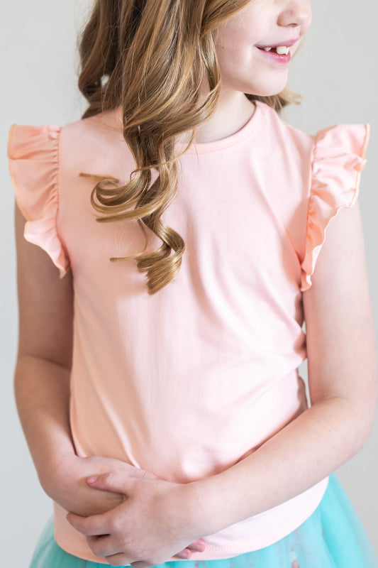 Peach S/S Ruffle Tee