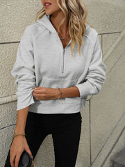 Mandy Half Zip Long Sleeve Sweatshirt - Trendsi