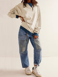 Contrast Dropped Shoulder Long Sleeve Sweatshirt