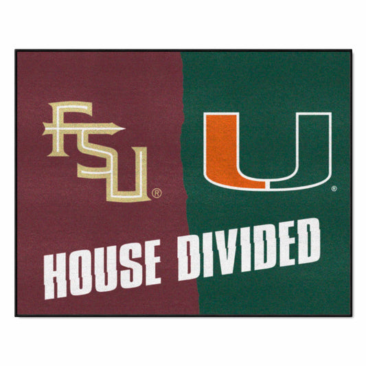 House Divided - Florida State / Miami House Divided House Divided Rug - 34 in. x 42.5 in. - House Divided - Florida State / Miami