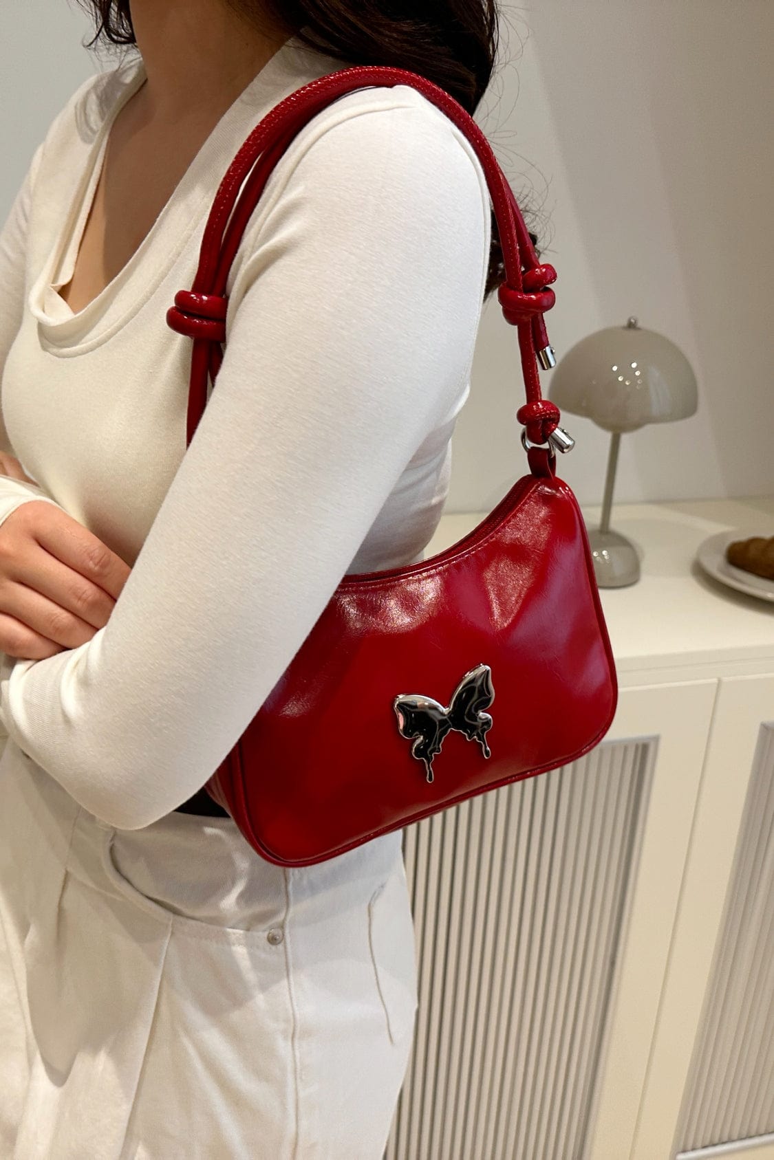 Butterfly PU Leather Knotted Strap Shoulder Bag - Trendsi