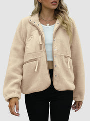 Pocketed Snap Down Sherpa Jacket