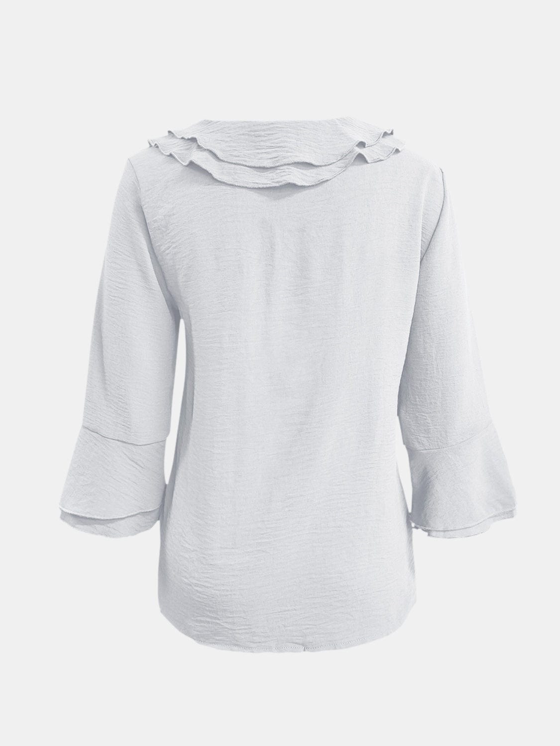 Full Size Ruffled V-Neck Flounce Sleeve Blouse - Trendsi