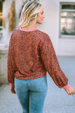 Leopard Round Neck Long Sleeve Sweatshirt - Flyclothing LLC